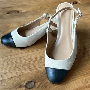 Banana Republic Cream and Black Slingback Heels